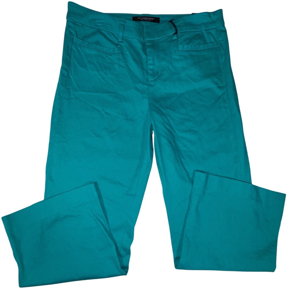 Liverpool Los Angeles Pants Womens 10/30 Turquoise Straight Leg NWT Flaw